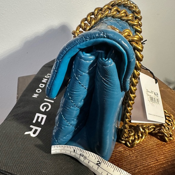 Kurt Geiger London Mini Brixton Genuine Leather Convertible Bag Teal - Picture 3 of 7